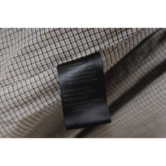 Armani Collezioni Mens Motorcycle Leather Jacket XL 42  Light Brown Tan Zip Up - Picture 10 of 14